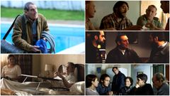 A la izquierda, arriba, Bugallo en �El buen patr�n�; abajo, en �Amador�; a la derecha, de arriba a abajo, en �La noche de los girasoles�, en �Los lunes al sol� y en �Mareas vivas�.