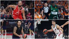 De izquierda a derecha: Evan Fournier, del Olympiak�s; Kendrick Nunn, del Panathinaik�s; Shane Larkin, del Fenerbahce; y Facundo Campazzo, del Real Madrid.