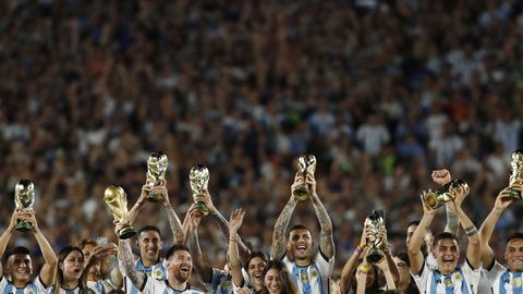 La seleccin argentina, en el primer partido tras ganar el Mundial de Qatar