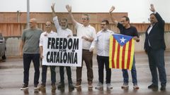 Romeva, Turull, Cuixart, Forn, S�nchez, Rull y Junqueras, el pasado d�a 23 al salir de la c�rcel de Lledoners 