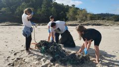 Una limpieza anterior en la playa de Os Mu�os, Mux�a.