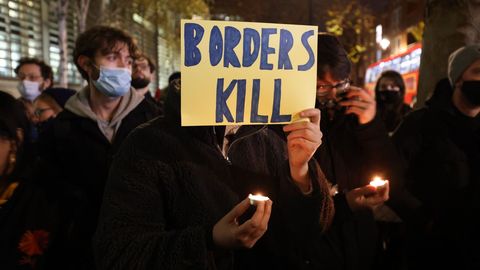 Manifestaci�n la noche del jueves frente al Ministerio de Interior brit�nico.