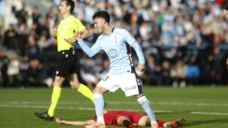 Hugo �lvarez marc� el vig�simo cuarto gol del Celta en la liga, el que cerraba la cuenta ante el Valencia.