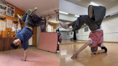 David Amor, b-boy Amor, y Alberto P�rez, b-boy Jumber, durante una sesi�n de preparaci�n.