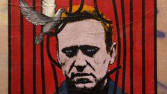 Un grafiti del artista callejero Harry Greb, en el que se ve a Alexi Navalni, apareci en Roma a principios del 2021.