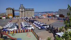 Ensayo del acto de la polic�a local de Vigo con las tiendas de campa�a