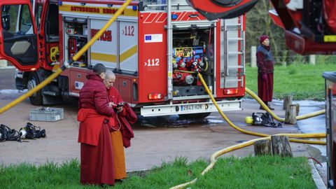 Incendio en el monasterio budista de San Amaro (Ourense).