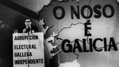 Jos� Luis Meil�n Gil en una imagen de 1983, en campa�a con un partido de centro galleguista.