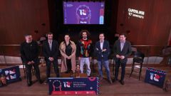 Demetrio Gmez, Jorge Pallars, Sheila Patricia, Toms Dez, Jacobo Sutil e Jorge Cubela, durante a presentacin da nova edicin dos Premios Martn Cdax na Sala Capitol de Santiago este mrcores