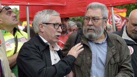 Ignacio Ferández Toxo y Cándido Mendez en la manifestación de Madrid