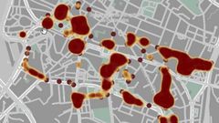 Zonas de la ciudad en la que m�s restos se han encontrado