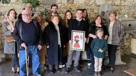 Codillo.�lvaro Rodr�guez, el homenajeado de esta edici�n de la Festa do Codillo, con su familia