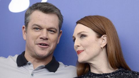 Damon y Moore, en la presentacin de Suburbicon, en Venecia