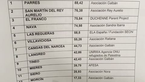 Clasificaci�n y kil�metros de Energ�a Solidaria conseguidos en cada uno de los 12 municipios participantes)