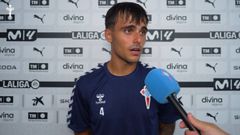 El jugador del Celta�Miguel Rom�n, tras el partido ante el Valencia.