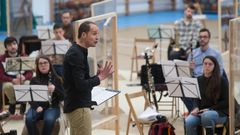 David Fiuza durante a proba para seleccionar ao director da Banda Municipal de Lugo