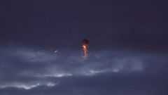 Imagen de archivo de la explosin de un dron en el cielo durante uno de los ataques con drones en Ucrania.