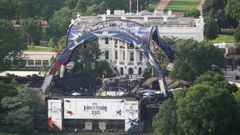 Escenario montado en las dependencias de la Casa Blanca para celebrar el 80 cumplea�os de Donald Trump