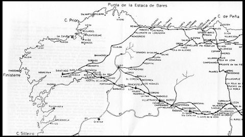 Mapa de la Via Knig. El grupo que investiga y promueve esta ruta ha creado una pgina de Facebook, Via Knig. Camino Francs por Lugo, en la que aporta alguna documentacin, como este Mapa de los Caminos de Santiago realizado por el gran estudioso de los caminos, prroco de O Cebreiro y director de Xacobeo Elas Valia, extrado de su libro El camino de Santiago. Estudio histrico - jurdico, CSIC, 1965. En el ya se explica la Va Knig y se dibuja su trazado, que parte de O Cebreiro en direccin hacia Lugo.