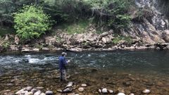 Pescado en el r�o Pas el campanu de Cantabria, un salm�n de 7,2 kilos y 90 cent�metros