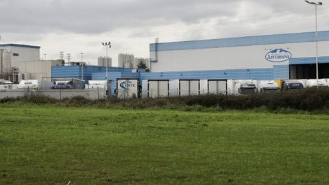 Camiones estacionados en el interior de las instalaciones de Capsa Food