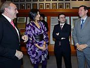 Carlos Carballo, director de Voz Audiovisual; Fernanda Tabar�s, directora de V Televisi�n; Tom�s Garc�a Mor�n, director de la web de La Voz; y Manuel Mantilla, gerente de Radio Voz.