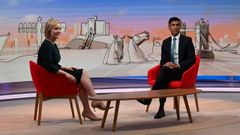 Liz Truss y Rishi Sunak, este domingo en un plat� de la BBC en Londres