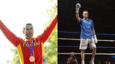 Alberto Su�rez Laso tras conseguir el oro en los Juegos Paral�mpicos de Londres 2012. Aitor Nieto celebra su victoria con la camiseta del Oviedo