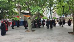 La banda de gaitas particip� en el homenaje