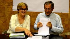 Bel�n Lendoiro y Evencio Ferrero, en la rueda de prensa de ayer.