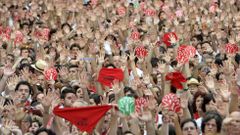Manifestaci�n contra la violencia machista celebrada en la plaza del Castillo de Pamplona en julio del 2016