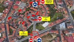 Mapa difundido por el Concello de Ourense para informar de los cortes de tr�fico.