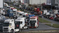 Concentracin de los transportistas antes de empezar la marcha