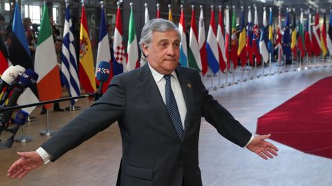 El presidente del Parlamento Europeo, Antonio Tajani -en la foto, en una reciente conferencia de prensa-, es el foco de las iras de los independentistas catalanes