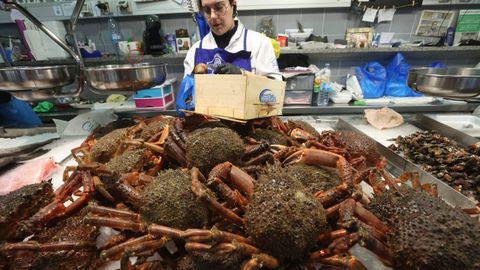 Mercado de plaza de Lugo en vspera de Nochevieja