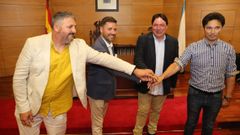 De izquierda a derecha, Liso Gonz�lez (BNG), Samuel Lago (PSOE), Tino Cordal (Somos) y Jos� Ram�n Abal (Cambados Pode)