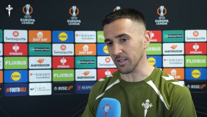 El centrocampista del Celta Mat�as Vecino, tras el partido frente al Lyon.