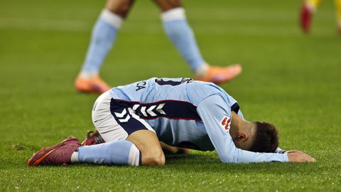 Bryan Zaragoza se lamenta tras una ocasin fallada en el Celta-Espanyol.