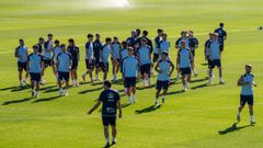 Futbolistas del Celta, en un entrenamiento en la Cidade Deportiva Afouteza.