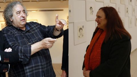 Fotos de archivo de los artistas y catedr�ticos en la Facultade de Belas Artes de Pontevedra, Jes�s Pastor y Yolanda Herranz
