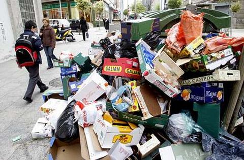 Aspecto de una calle de Vigo durante la �ltima huelga, que tuvo lugar en abril del 2009.