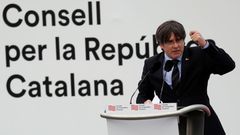 Carles Puigdemont, durante su intervenci�n en un acto en Perpi��n