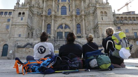 Un grupo de amigas de O Grove que llegaron desde Pedrafita