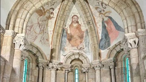 Las pinturas murales se encuentran en la b�veda del presbiterio de la iglesia y estaban ocultas bajo una capa de cal
