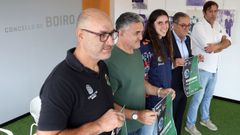 Outeiral, Fajardo, Rodríguez, Álvarez y García, en la presentación del partido entre el Celta y el Baxi Ferrol.