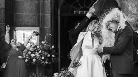 Foto de Manuel Lesmes, tomada a las puertas de la iglesia de Santa Uxa
