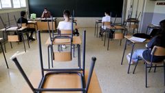 Alumnos en el instituto Rep�blica Oriental de Uruguay, de Vigo