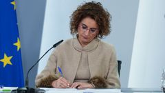 La ministra de Hacienda y Funci�n P�blica, Mar�a Jes�s Montero, este martes en la rueda de prensa posterior al Consejo de Ministros. 