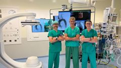 Los cirujanos Jorge Vidal (vascular), Jos� Manuel Encisa (vascular) y Juan Jos� Legarra (card�aco) participaron en la intervenci�n