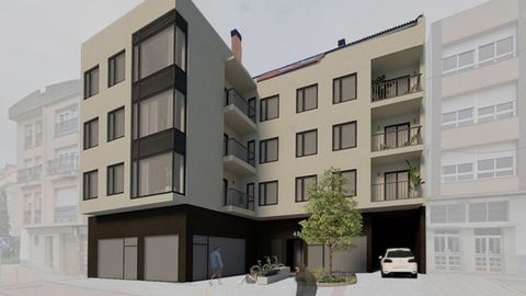 Recreación de la fachada del edificio Residencial La Barrosa en Miño